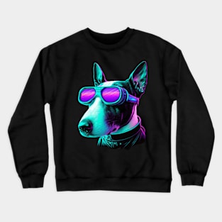 Dog's Face with a Retro Futuristic Aesthetic Crewneck Sweatshirt